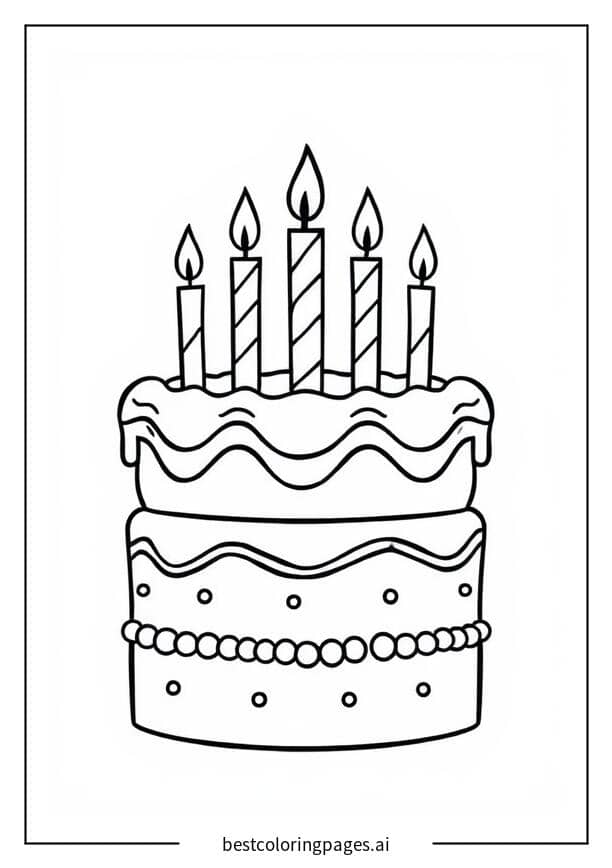 生日蛋糕与蜡烛 涂色页