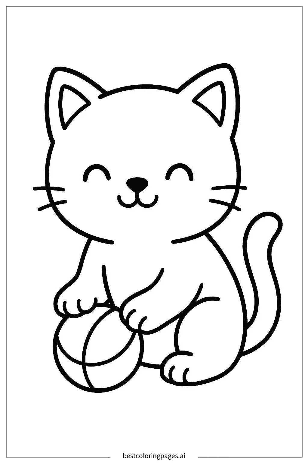 A playful kitten with a ball Coloring Page