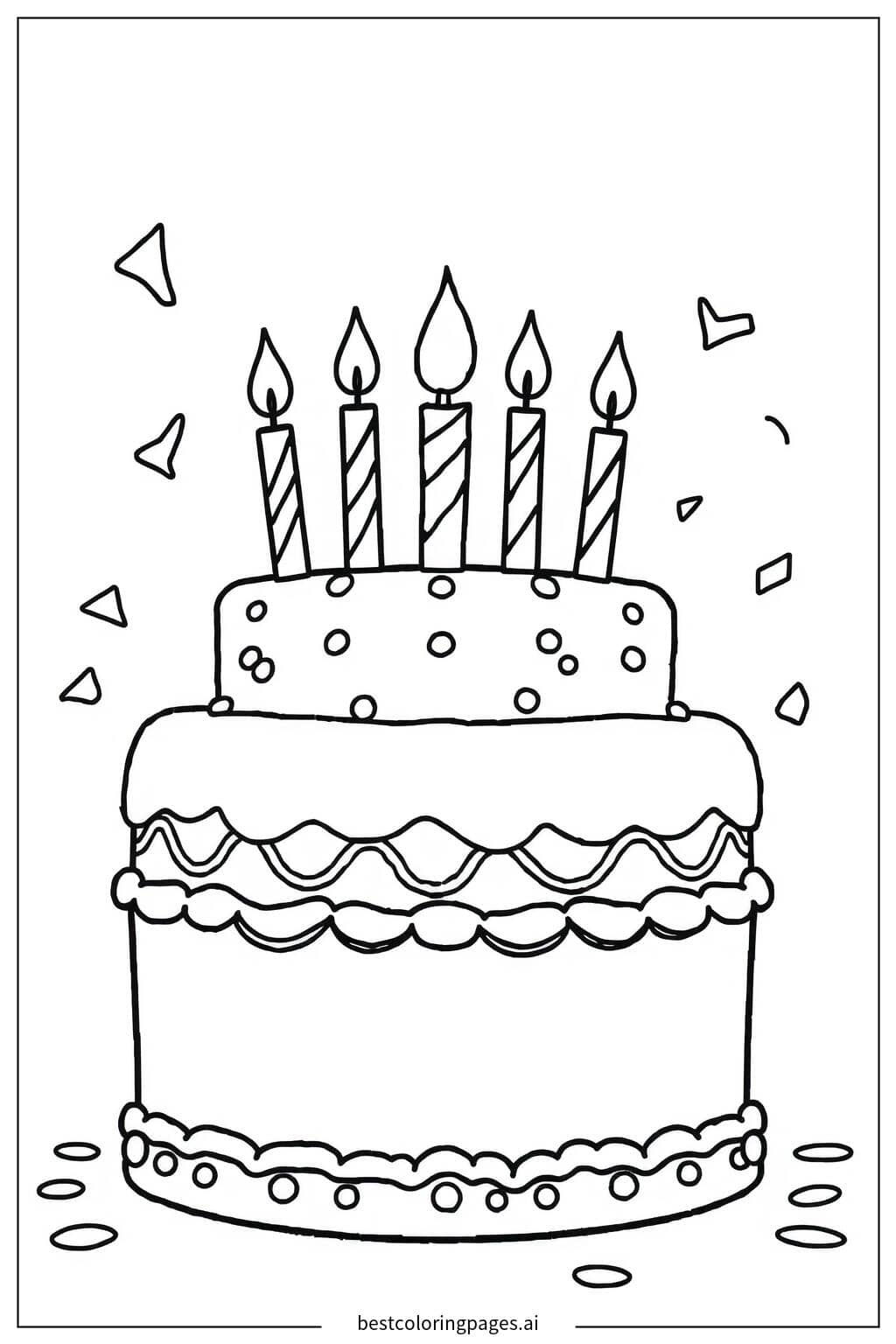 生日蛋糕与蜡烛 涂色页