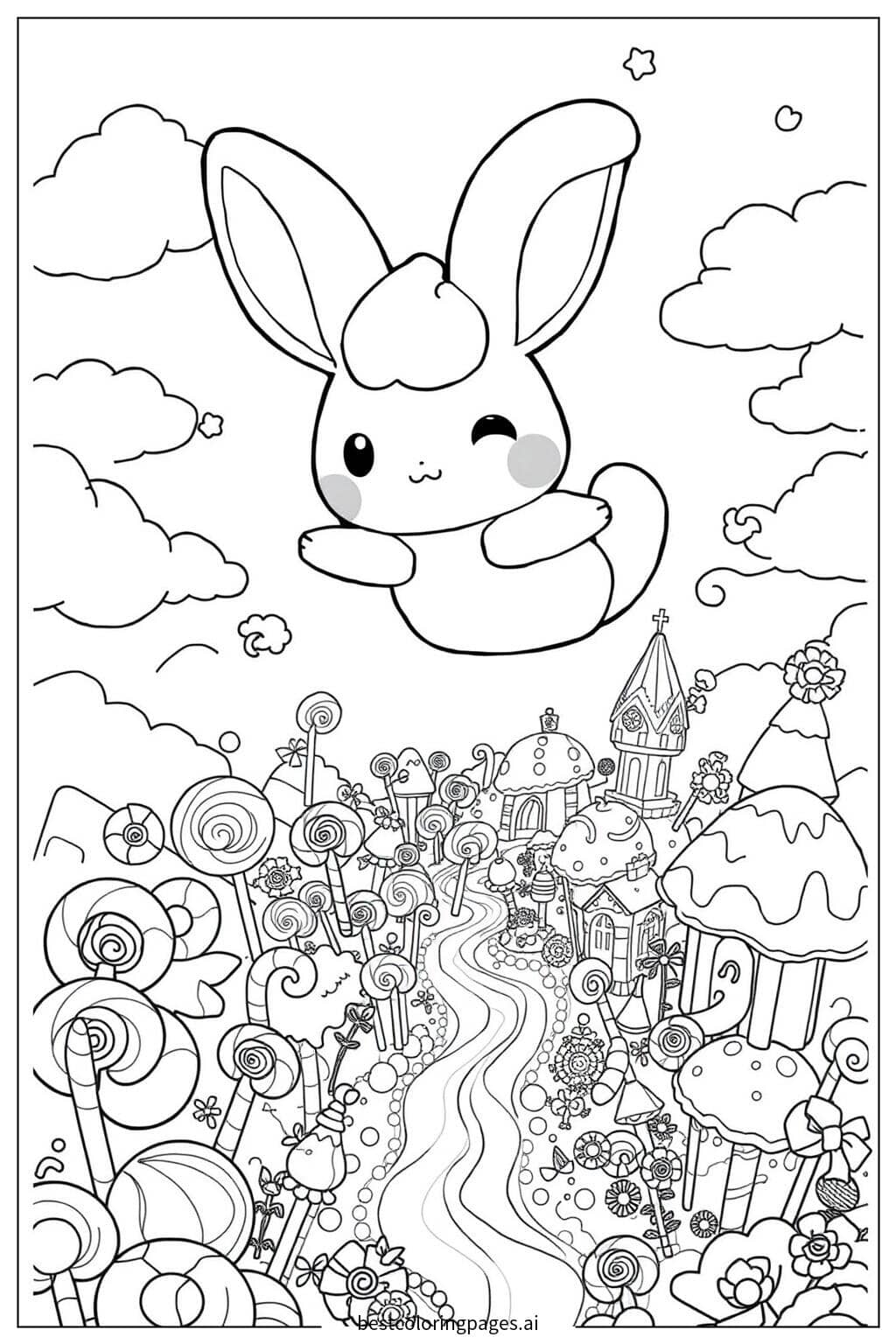 ภาพระบายสี ซินนามอโรลบินเหนือลานลูกกวาดมหัศจรรย์