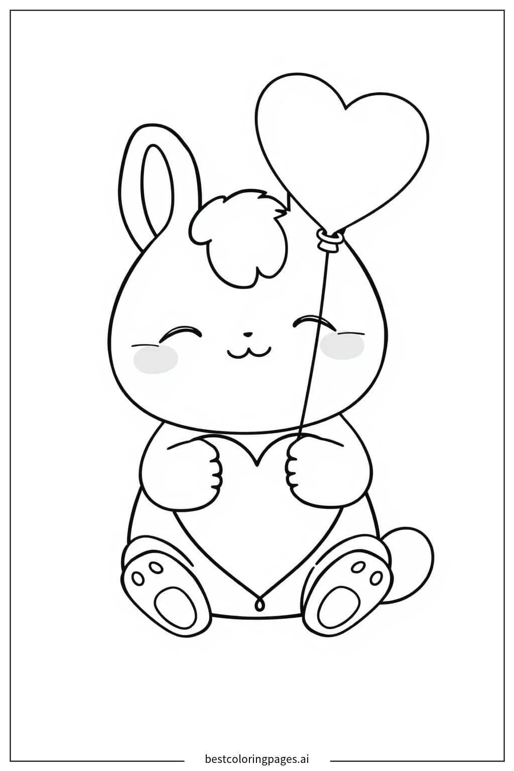 ภาพระบายสี ซินนามอโรลกำลังถือบอลลูนรูปหัวใจ