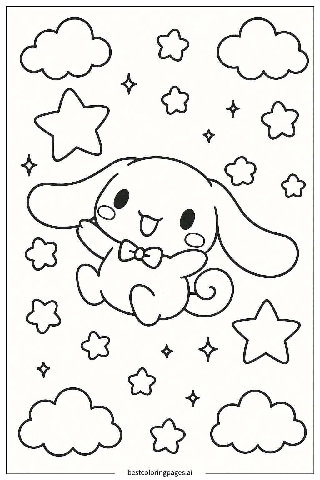 ภาพระบายสี ซินนามอโรลเล่นกับดวงดาว