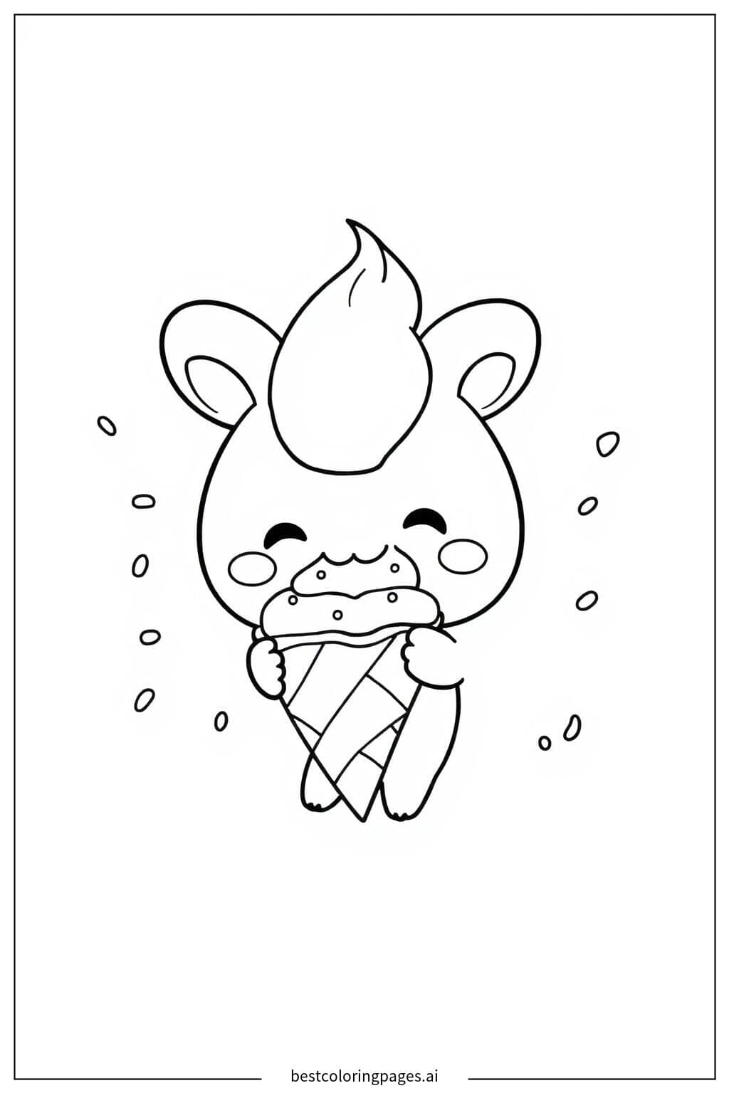 ภาพระบายสี ซินนามอนโรลกับไอศกรีมโคน