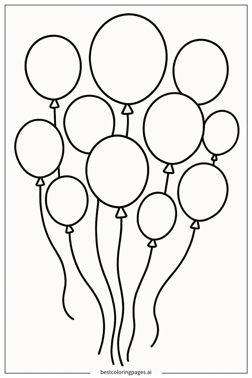 彩色气球 涂色页
