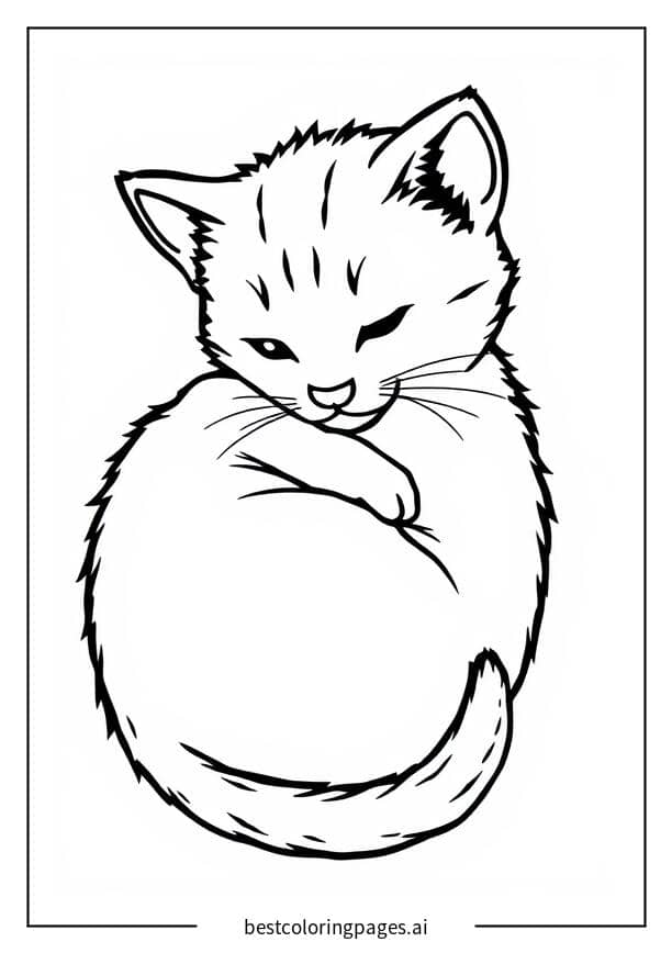 Snuggly Kitten Coloring Page