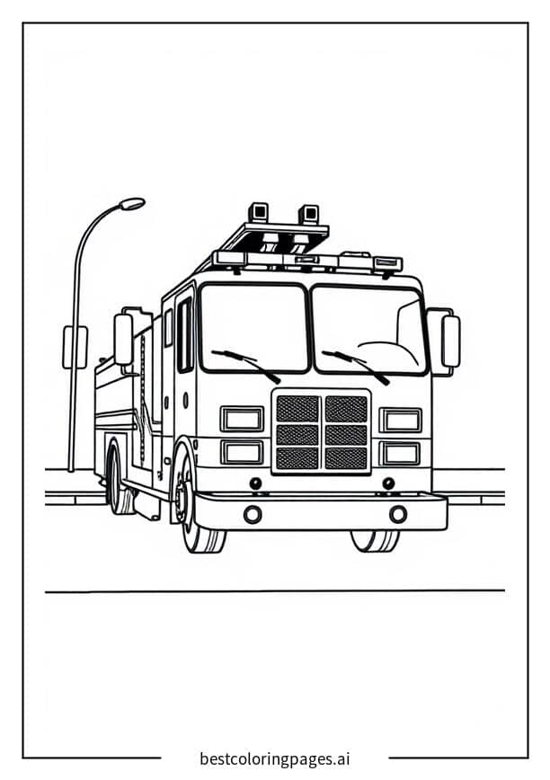 Disegni di Autopompa parcheggiata in strada da Colorare