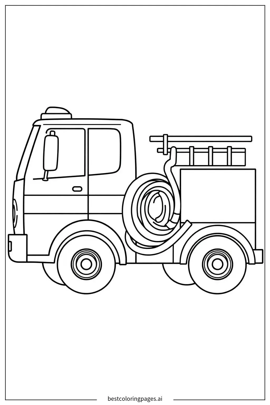Disegni di Camion dei pompieri con tubo semplice da Colorare