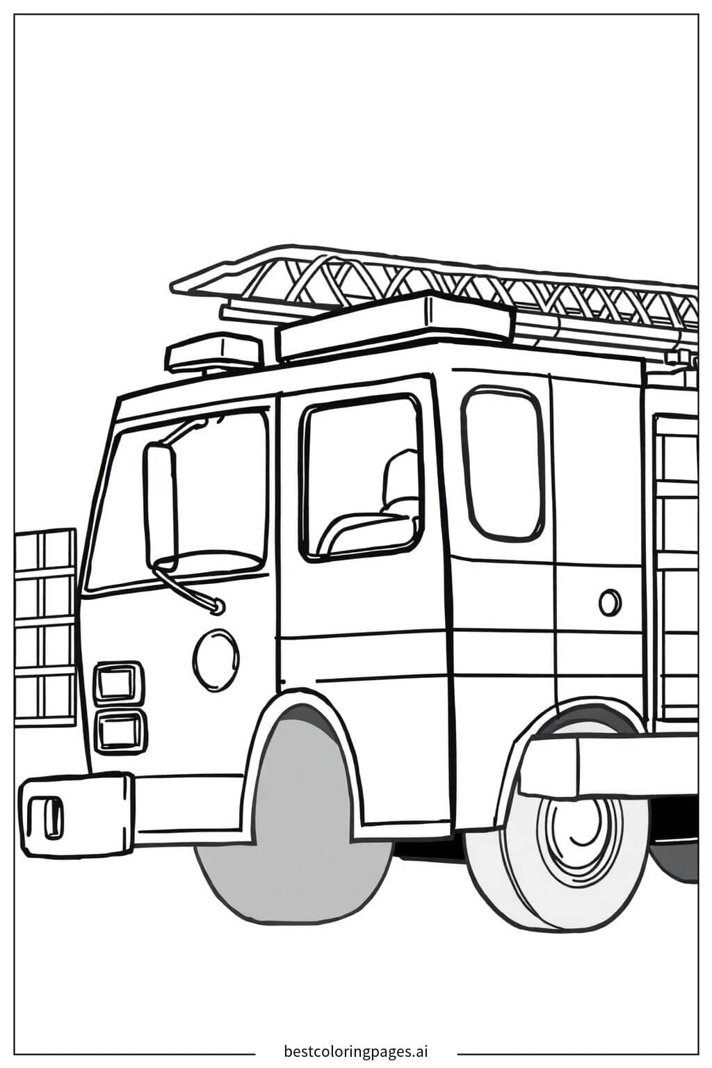 Disegni di Camion dei pompieri con luci lampeggianti da Colorare