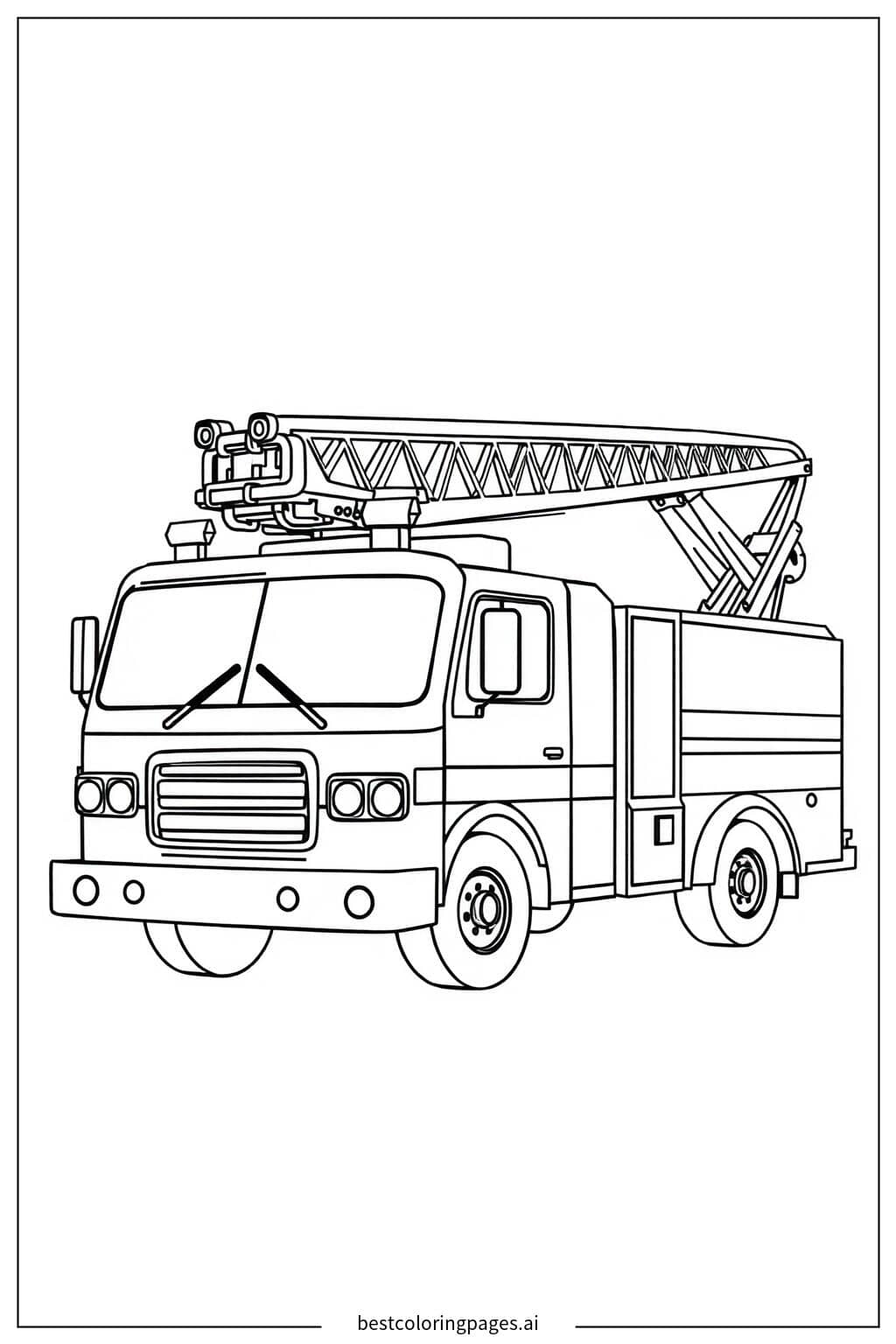 Disegni di Camion dei pompieri con scala estesa da Colorare