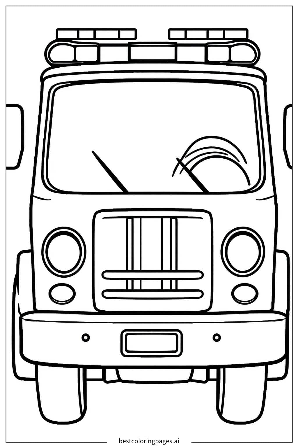 Disegni di Camion dei pompieri con luci lampeggianti da Colorare