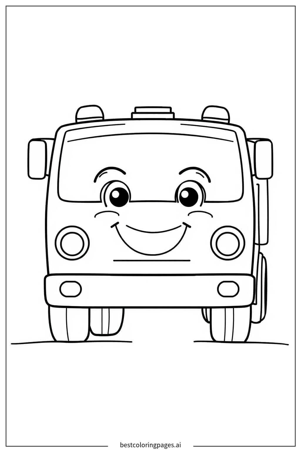 Disegni di Camion dei pompieri con faccia sorridente da Colorare