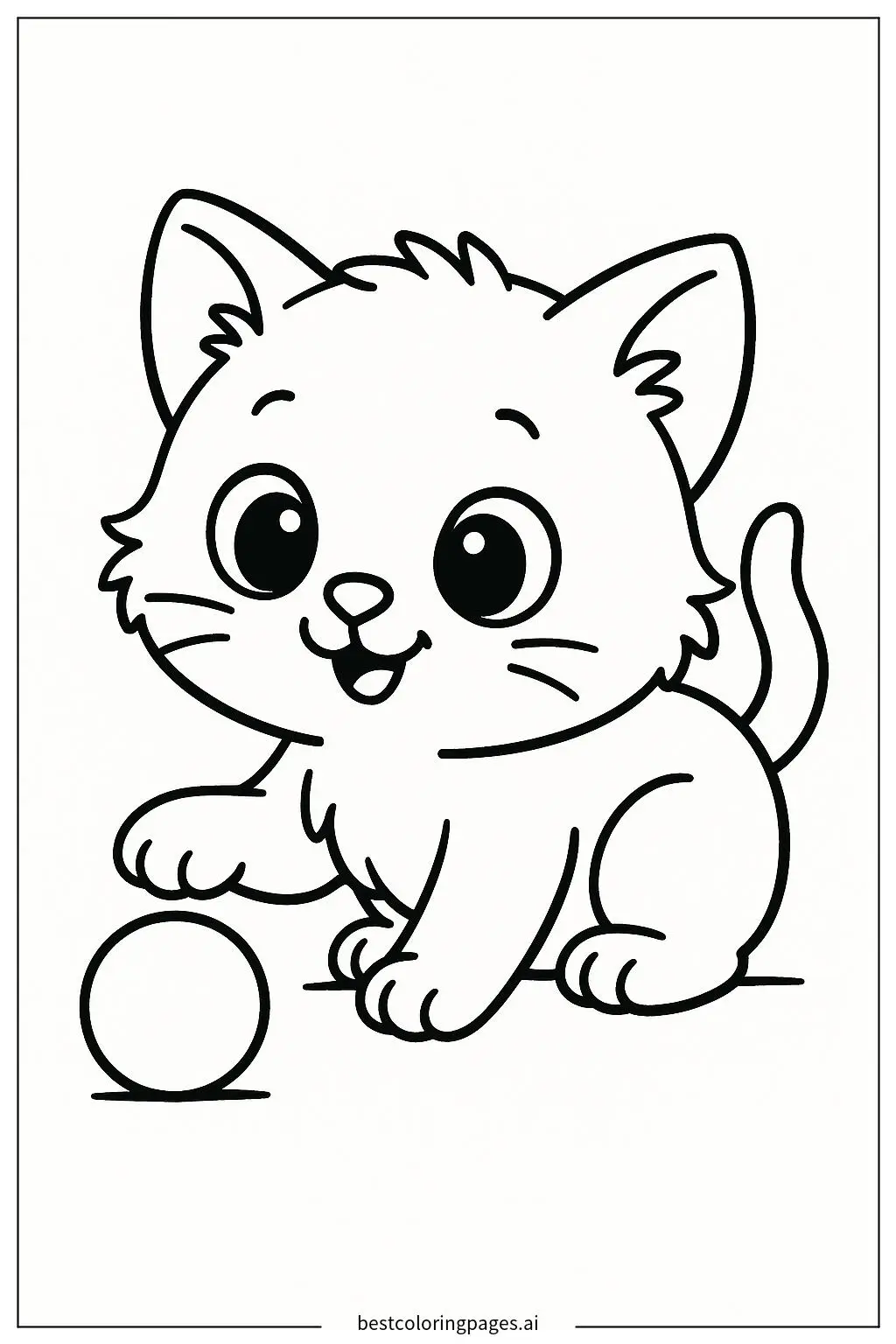 Kitten Playing with a Ball Coloring Page