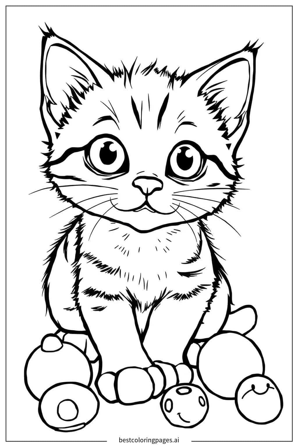 Playful Kitten Leaping Coloring Page