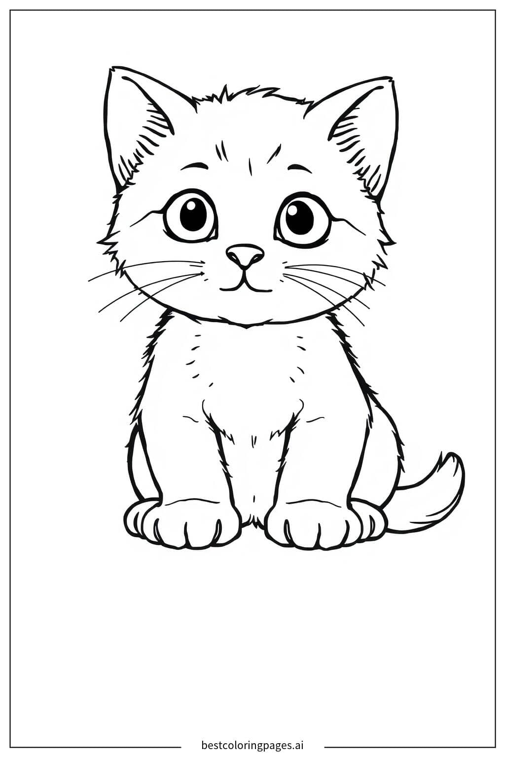 Adorable Kitten Sitting Coloring Page