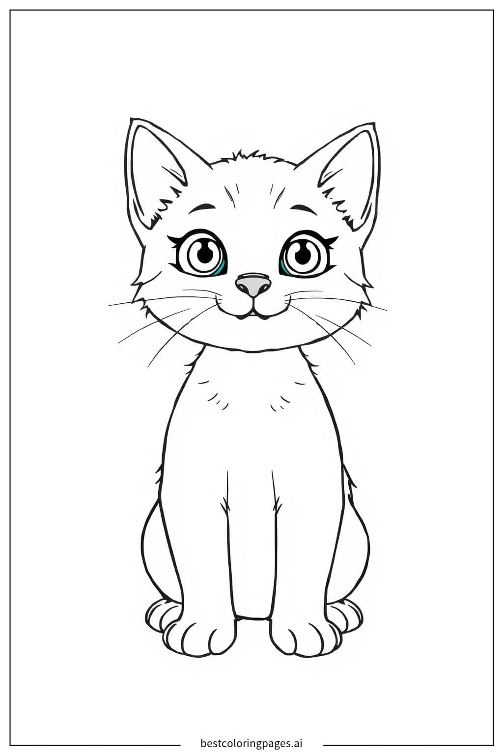 Adorable Kitten Standing Coloring Page