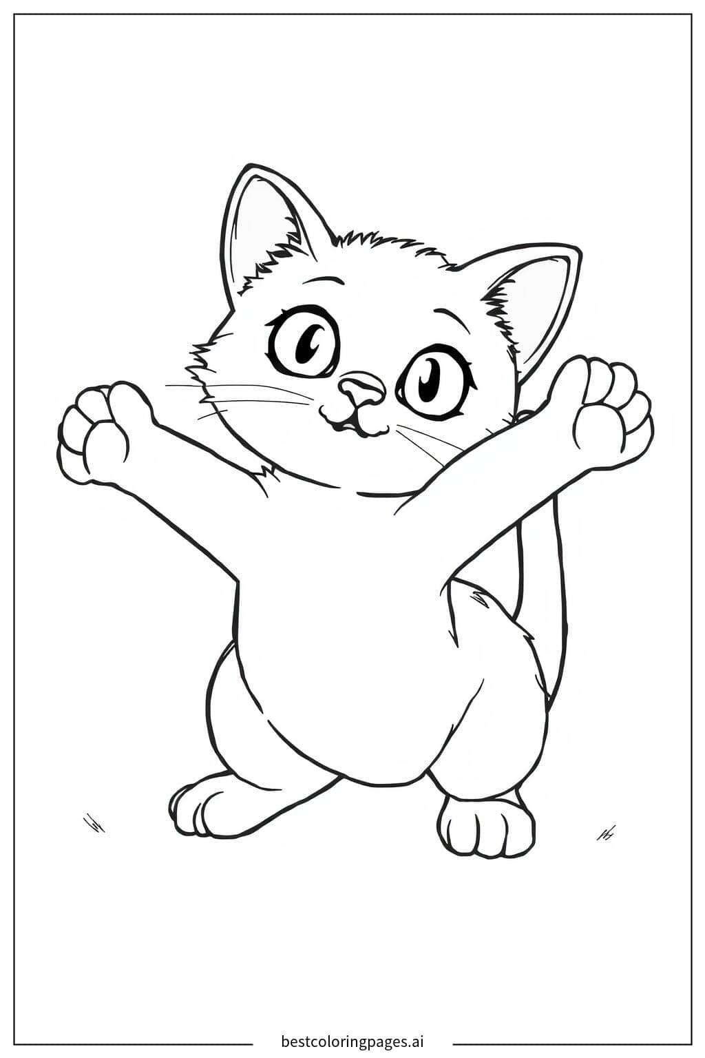 Playful Kitten Stretching Coloring Page