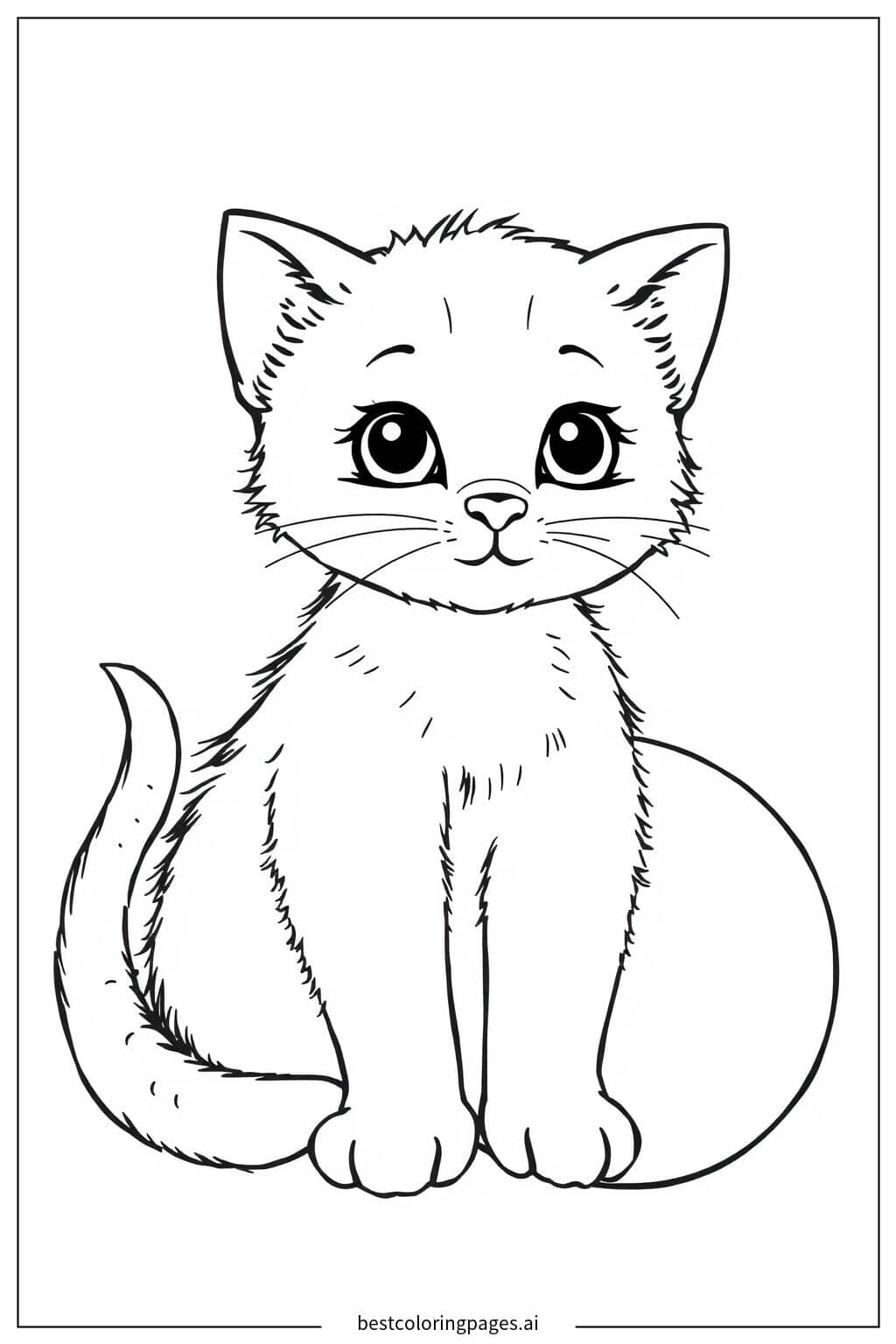 Kitten Playing with a Ball Coloring Page