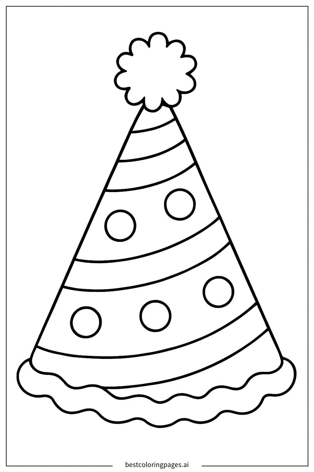 生日派对帽子 涂色页