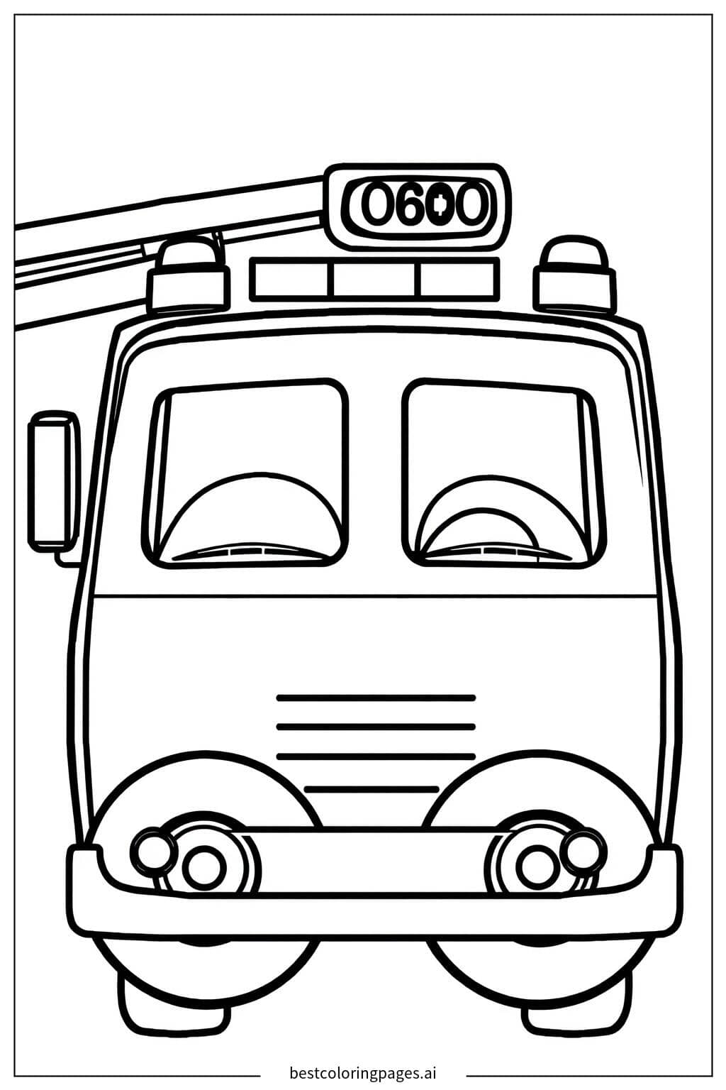 Disegni di Sagoma Semplice di Camion dei Pompieri da Colorare