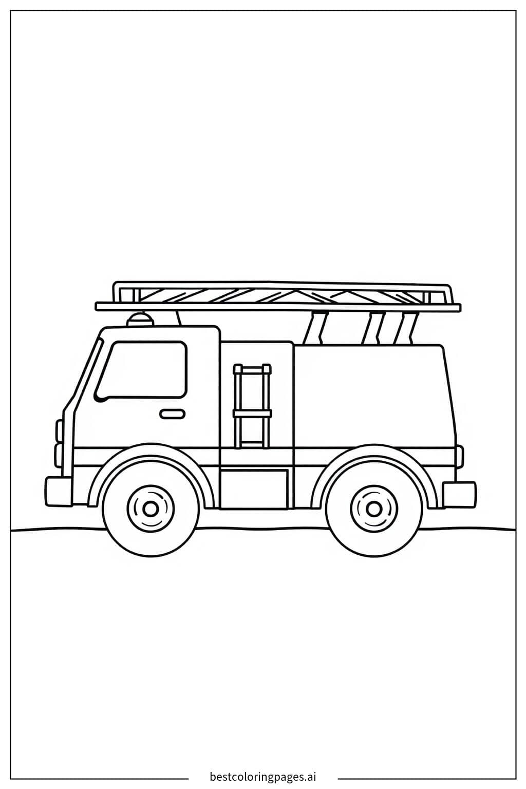 Disegni di Forma Semplice di Camion dei Pompieri da Colorare