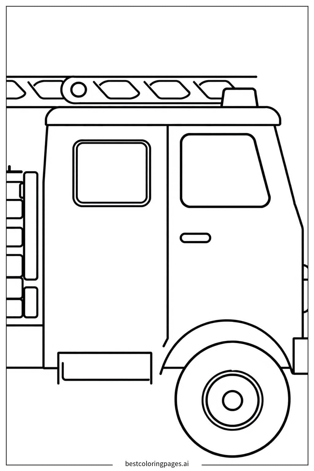 Disegni di Vista laterale di un semplice camion dei pompieri da Colorare