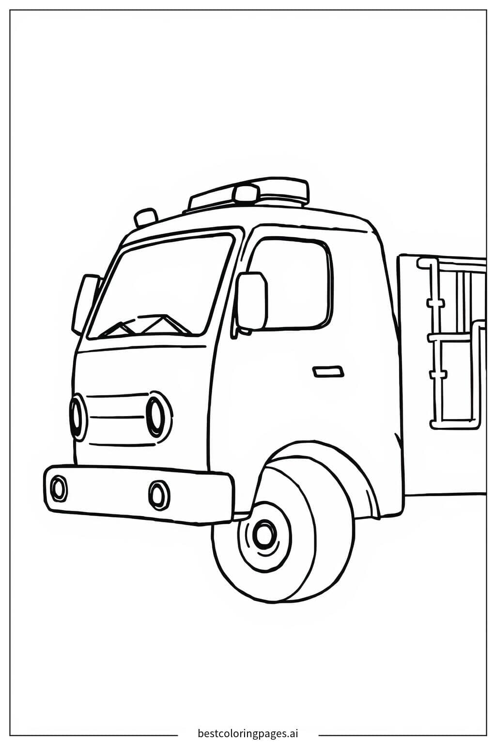 Disegni di Camion dei pompieri semplice con luci lampeggianti da Colorare