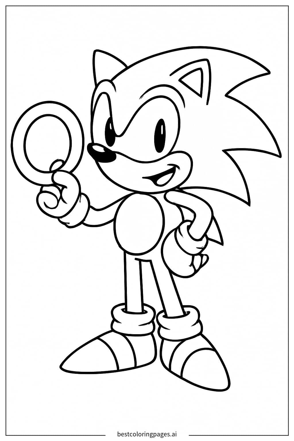 Desenhos de Sonic Segurando um Anel para Colorir