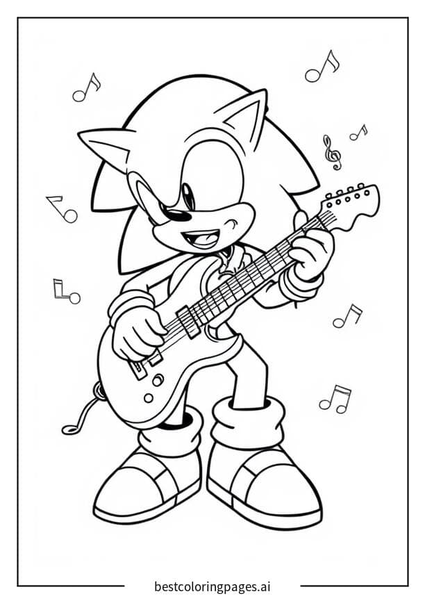 Sonic tocando guitarra