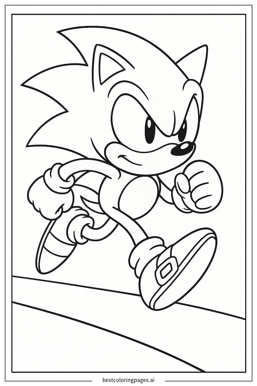 Desenhos de Sonic Correndo em Linha Reta para Colorir