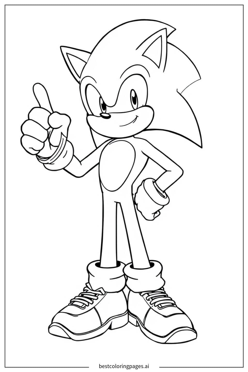 Desenhos de Sonic Mostrando os Anéis para Colorir