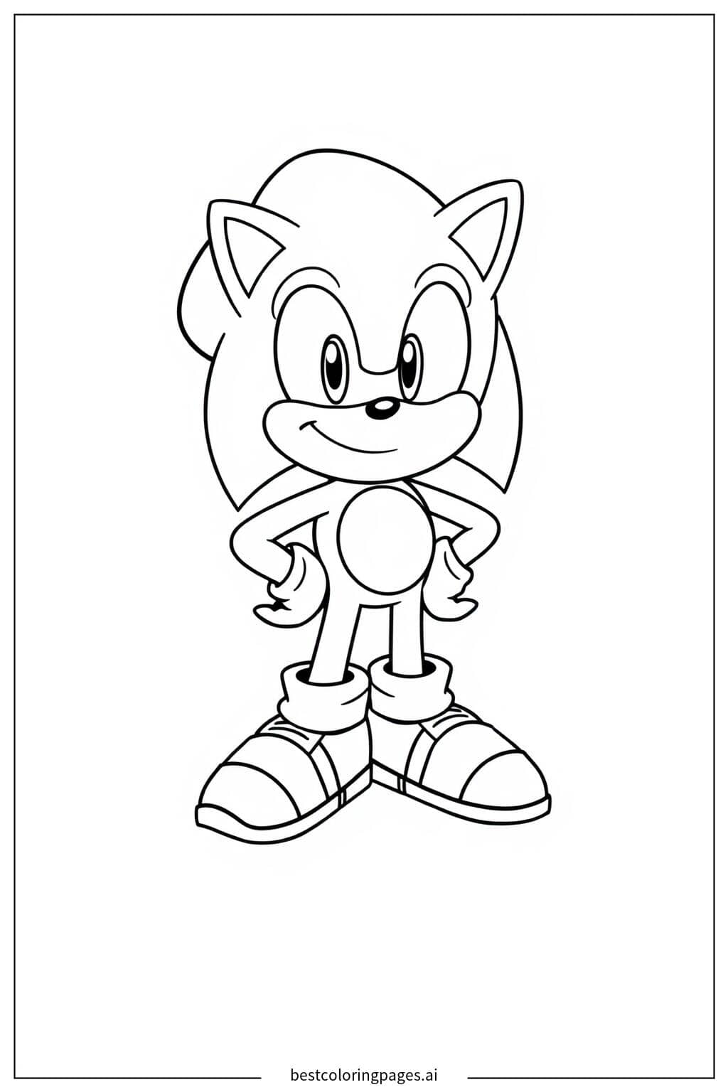 Desenhos de Sonic em Pé com um Sorriso para Colorir