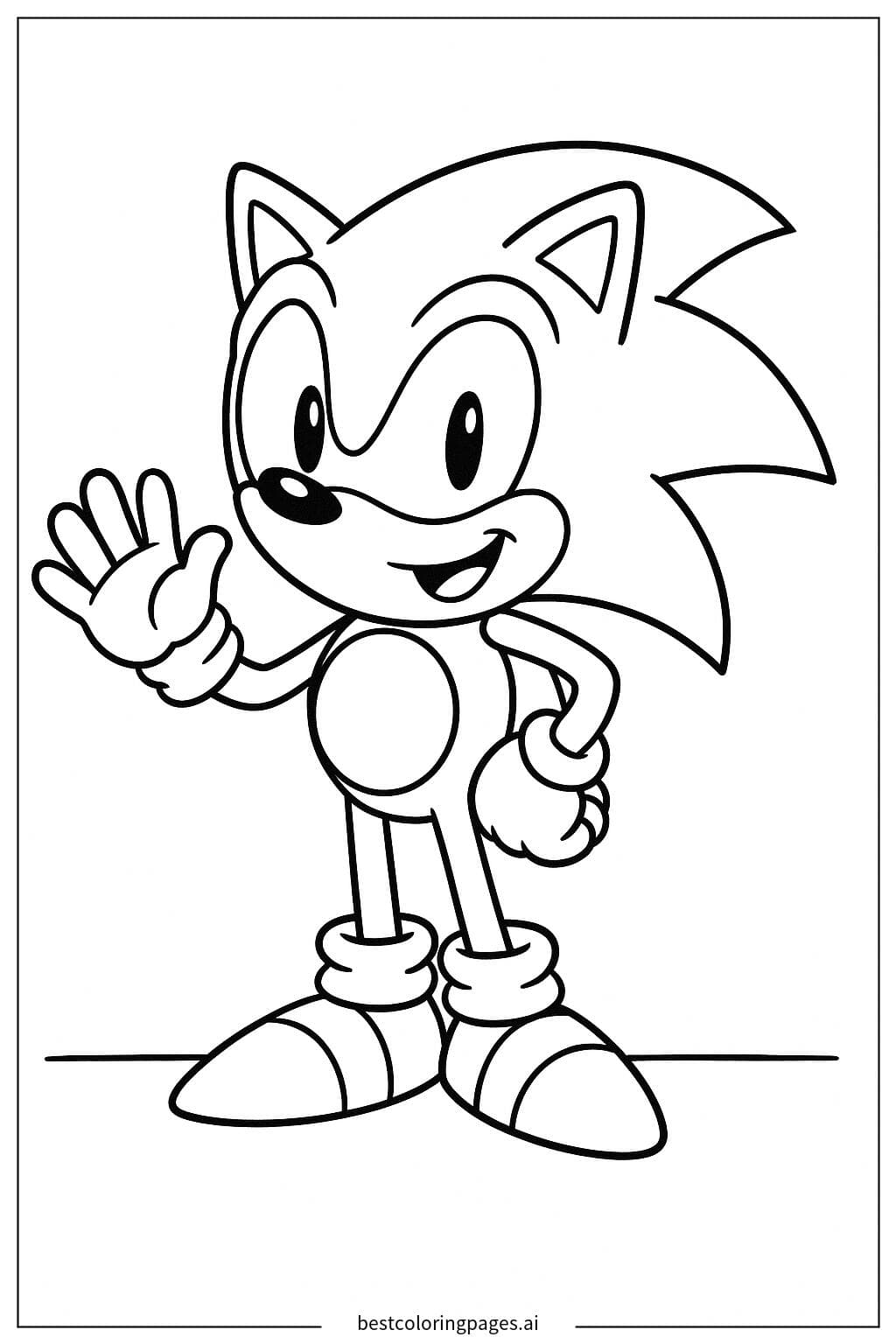Desenhos de Sonic Acenando para o Público para Colorir
