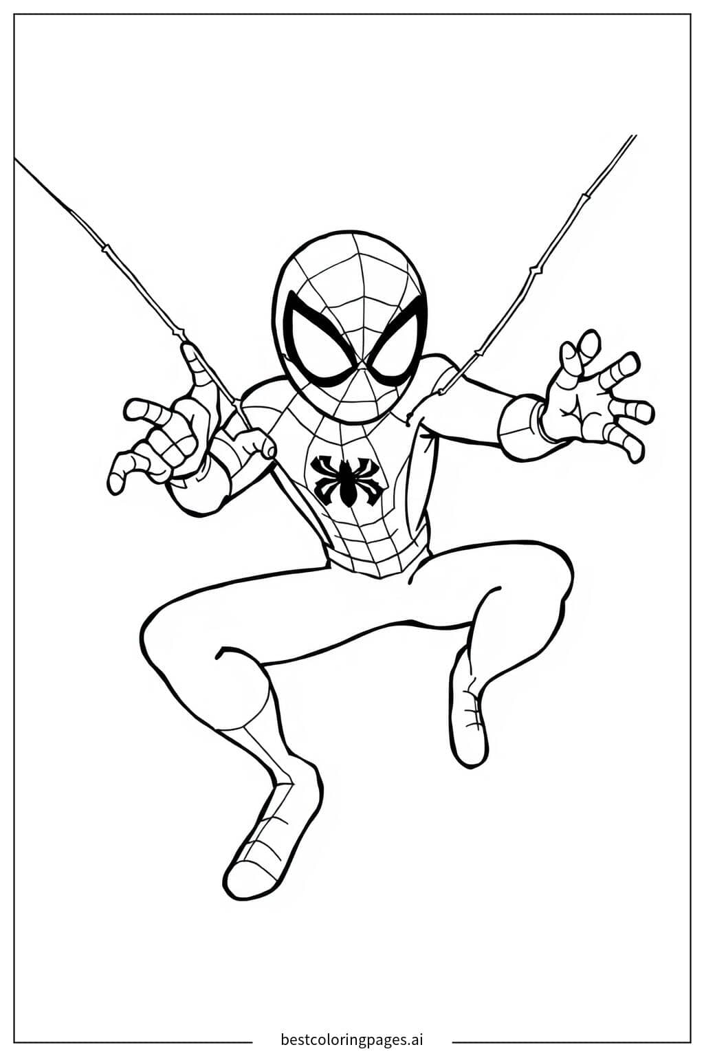 蜘蛛侠发射蛛网 涂色页