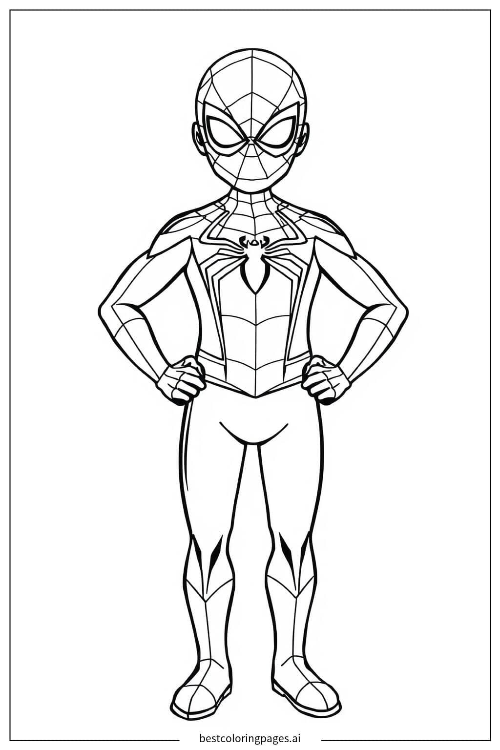 蜘蛛侠的英雄姿态 涂色页