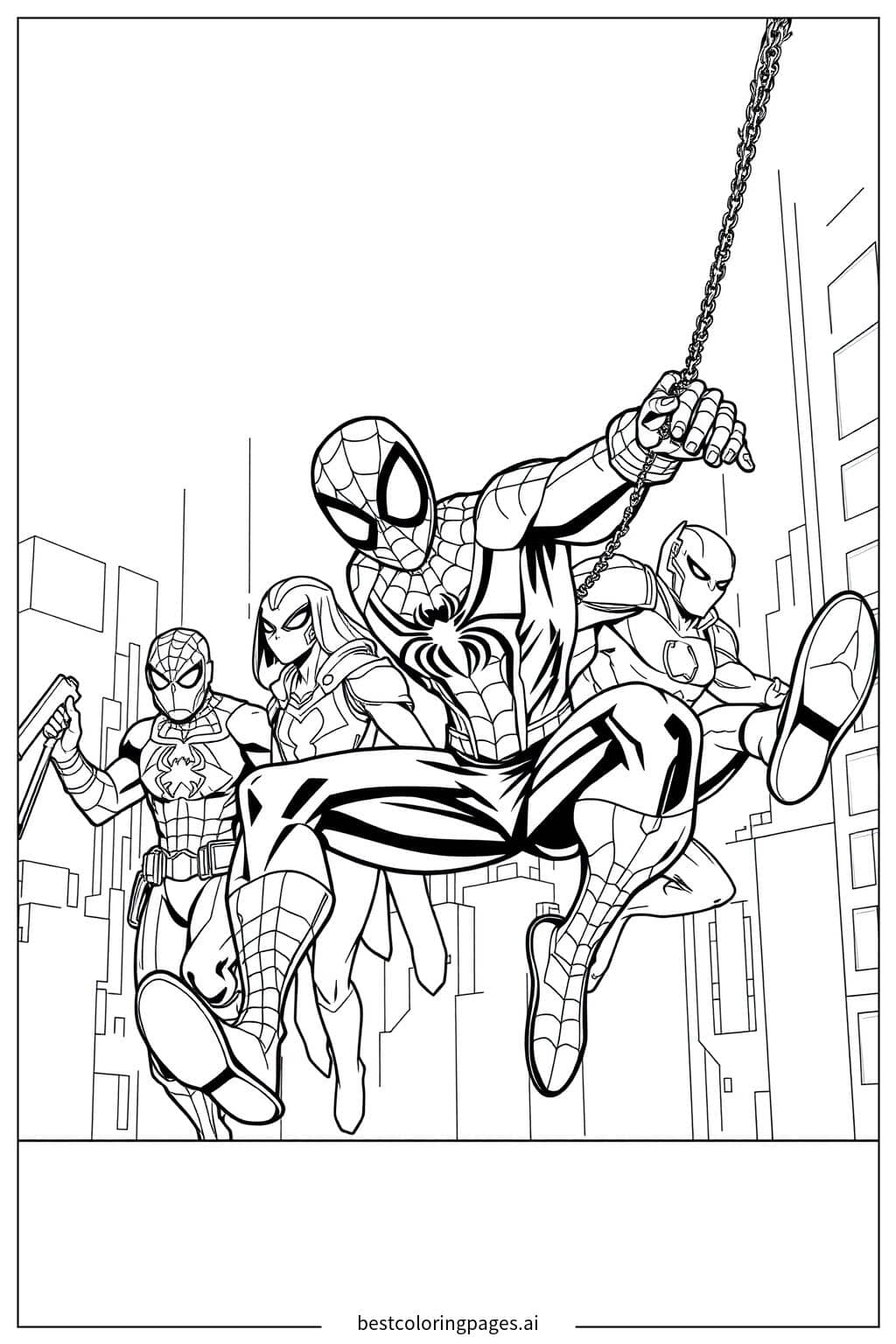 蜘蛛侠与复仇者联盟的联手 涂色页