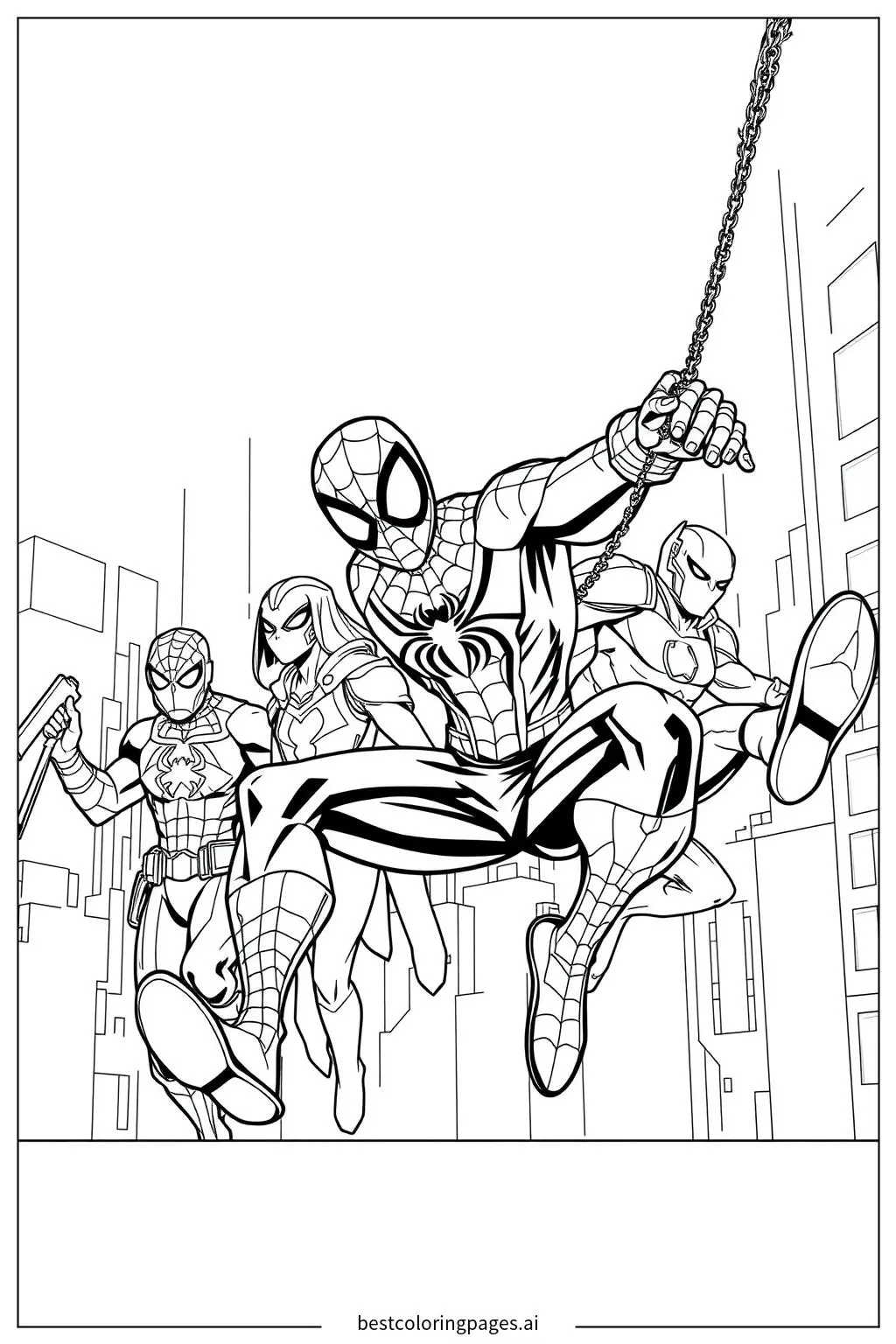 蜘蛛侠与复仇者联盟的联手 涂色页