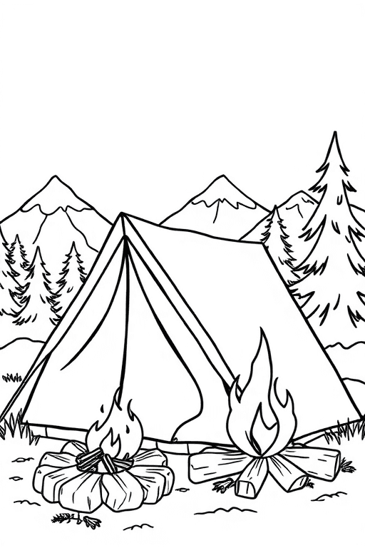 ภาพระบายสี แคมป์ปิ้ง
