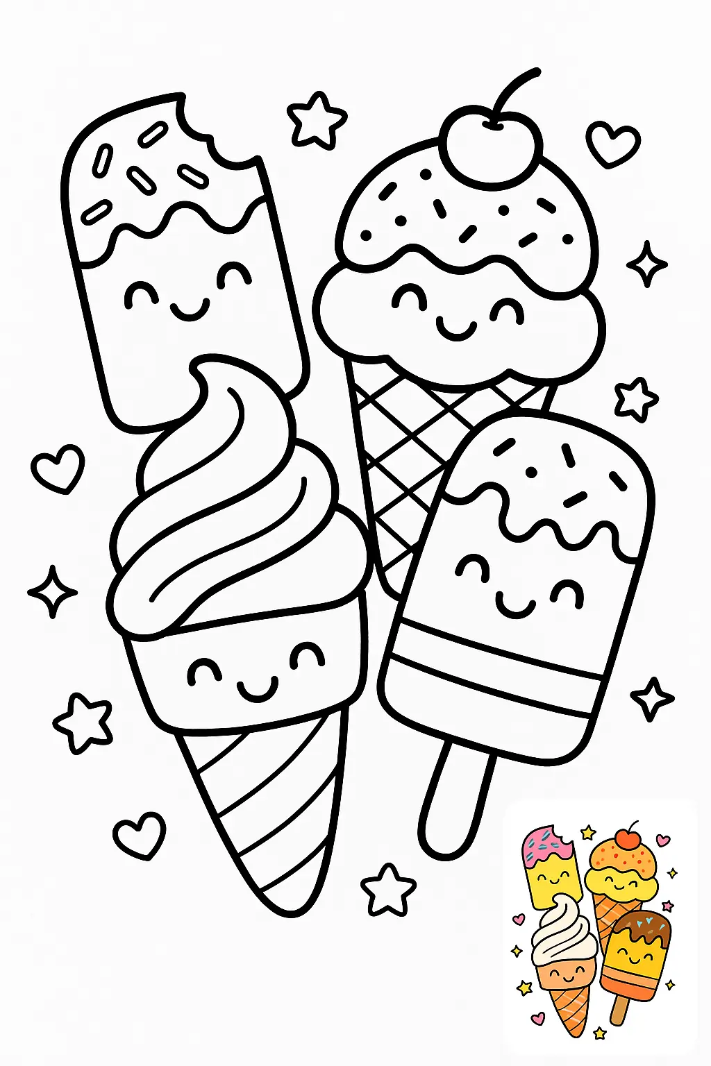 Pages de Coloriage de Crème Glacée