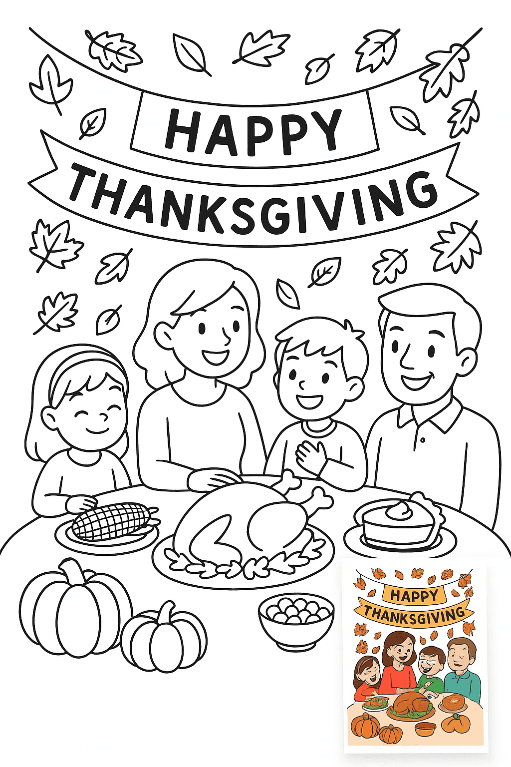 धन्यवाद दिवस कलरिंग पेज