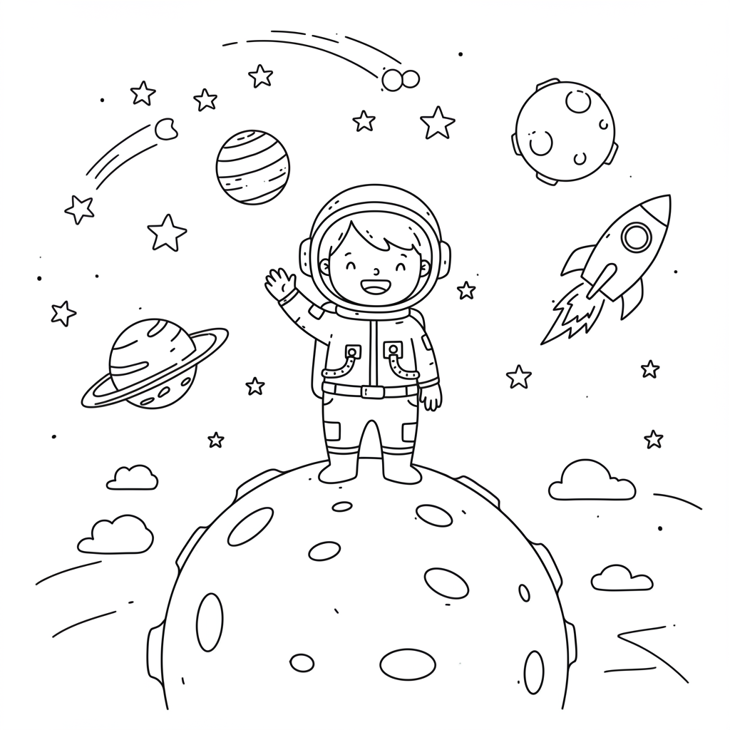 Astronaut coloring page for kids